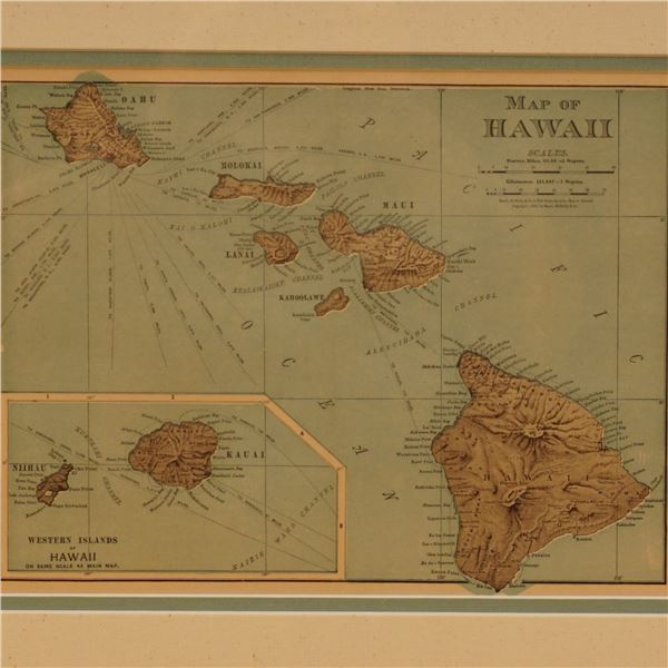 1898 Hand-Colored Engraving Map of Hawaii by Rand McNally & Co.
