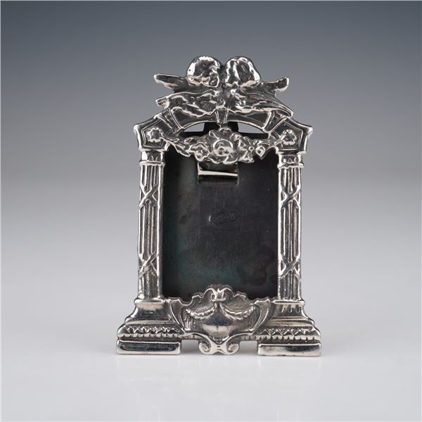 Sterling Silver Picture Frame with Cherubs and Neoclassical Columns