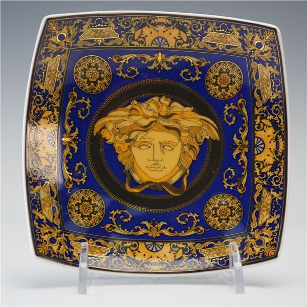 Rosenthal Porcelain Versace Dish, Medusa Blue
