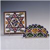 Image 1 : 2pc Hand-Painted Ceramic Judaica & Moorish-Style Decorative Tiles