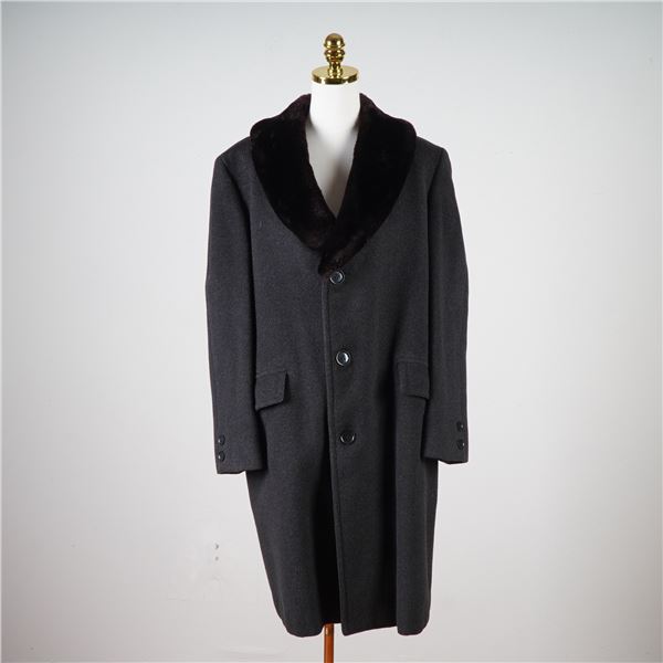 Cortefiel Wool Overcoat with Faux Fur Collar
