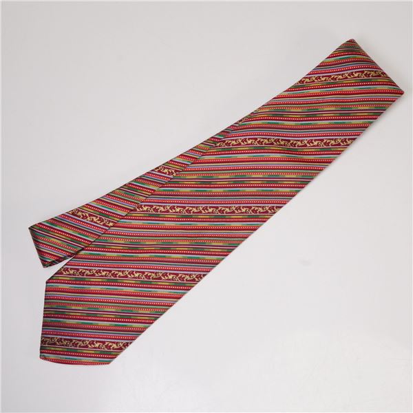 Versace Multicolor Striped Pattern Silk Tie