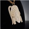 Image 3 : Carved Bone Female Mask Pendant on Gold Chain Necklace