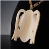 Image 6 : Carved Bone Female Mask Pendant on Gold Chain Necklace