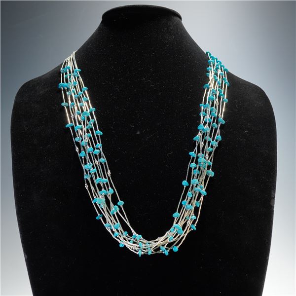 Sterling Silver and Turquoise Multi-Strand Necklace