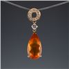 Image 1 : Gold-Tone Orange Faceted Teardrop and Clear Stone Pendant