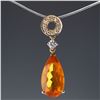 Image 4 : Gold-Tone Orange Faceted Teardrop and Clear Stone Pendant