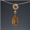 Image 5 : Gold-Tone Orange Faceted Teardrop and Clear Stone Pendant