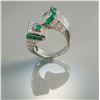 Image 2 : 14k White Gold 1.60ctw Emerald and 0.90ctw Diamond Bypass Ring