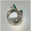 Image 3 : 14k White Gold 1.60ctw Emerald and 0.90ctw Diamond Bypass Ring