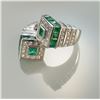 Image 4 : 14k White Gold 1.60ctw Emerald and 0.90ctw Diamond Bypass Ring