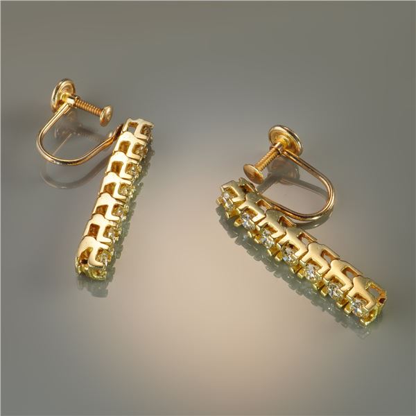 14K Gold 1.00ctw Diamond Screw-Back Drop Earrings