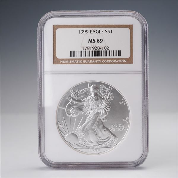 1999 American Silver Eagle Dollar NGC Graded MS69