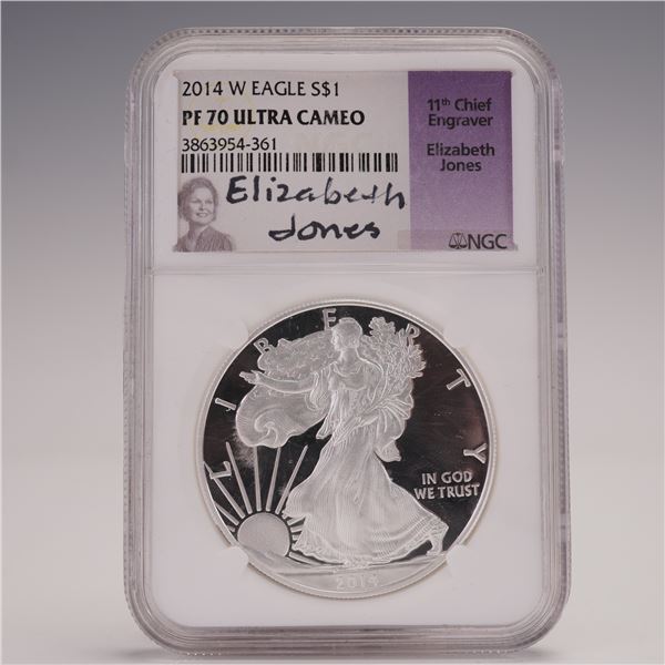 2014-W American Silver Eagle One D Dollar Coin NGC Graded PF70 ULTRA CAMEO