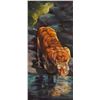 Image 1 : Gerry Phillips, Oil on Canvas Painting, Tiger at Water Hole, Signed