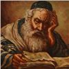 Image 3 : Judaica Oil on Canvas Portrait of an Elderly Scholar Reading
