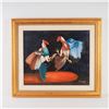 Image 2 : Vanessa S., Oil on Canvas Painting, Cockfight Scene, Signed