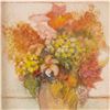 Image 6 : 3pc Oil on Canvas Paintings & Color Etching, Floral Bouquets, Signed