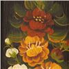 Image 7 : 3pc Oil on Canvas Paintings & Color Etching, Floral Bouquets, Signed