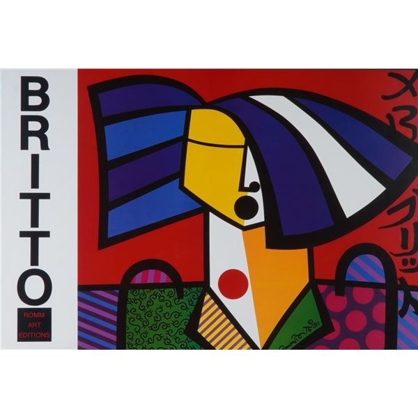 After Romero Britto (Brazilian, b. 1963) Serigraph on Paper, Japanese Woman