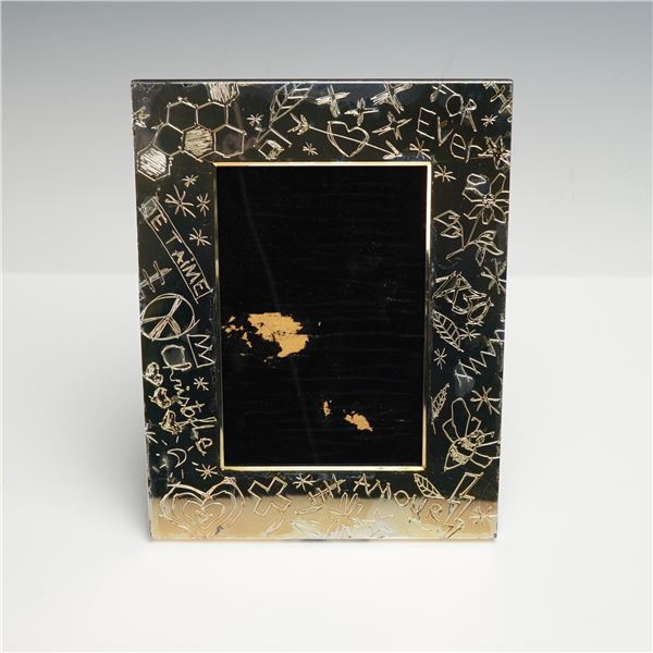 Christofle Paris Silver Plated Etched Love Theme Picture Frame