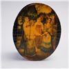 Image 1 : Oval Russian Lacquer Box with Village Dance Scene