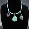 Image 1 : 3pc Sterling Silver Beaded and Gemstone Necklace and Pendants