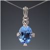 Image 1 : Judith Ripka 18K White Gold Blue Stone and Diamond Pendant