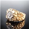 Image 1 : 14K Gold Ring with Diamonds, Gold Nugget Motif