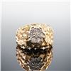 Image 2 : 14K Gold Ring with Diamonds, Gold Nugget Motif