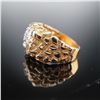 Image 4 : 14K Gold Ring with Diamonds, Gold Nugget Motif