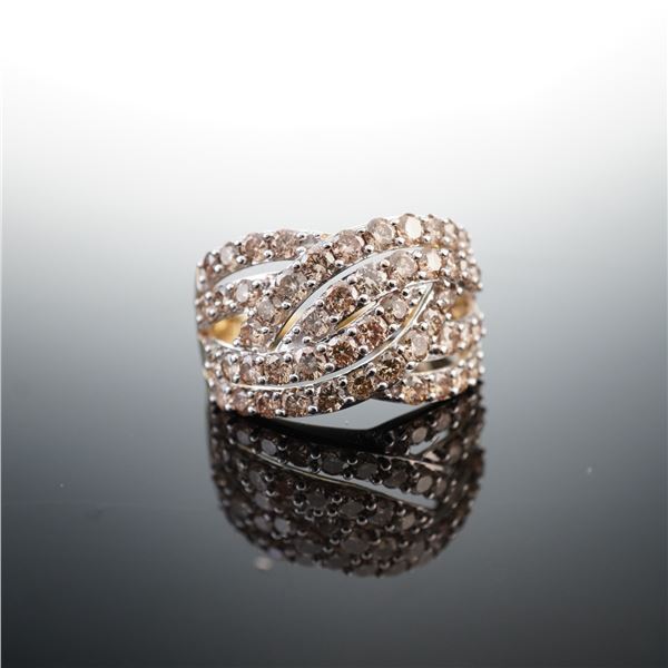 10K Gold Champagne Diamond Crossover Ring