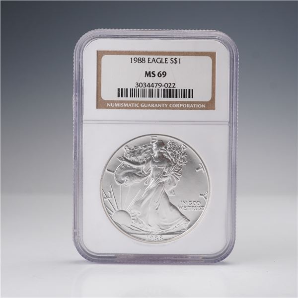 1988 American Silver Eagle Dollar Coin NGC Graded MS 69