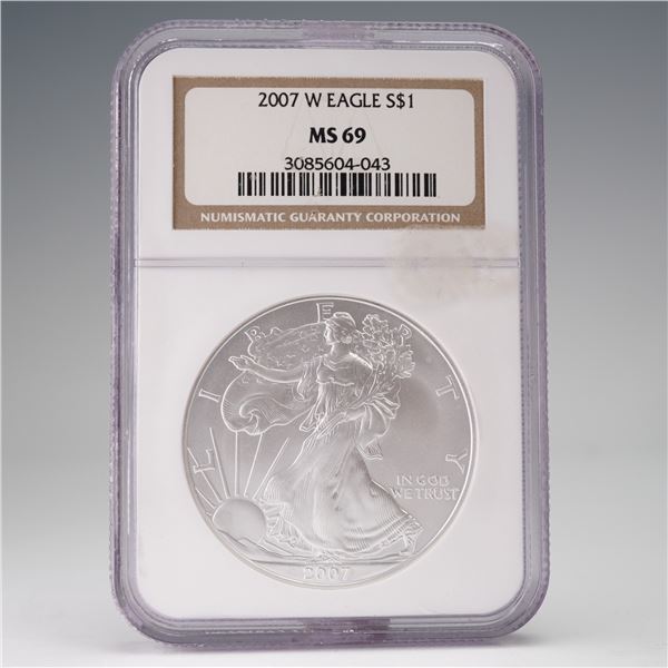 2007-W American Silver Eagle $1 Coin NGC Graded MS69