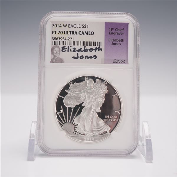 2014-W Silver Eagle $1 NGC Graded PF70 Ultra Cameo Elizabeth Jones Signed