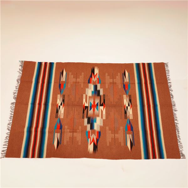 Large New Mexico Chimayo Wool Blanket, Southwestern Geometric Design