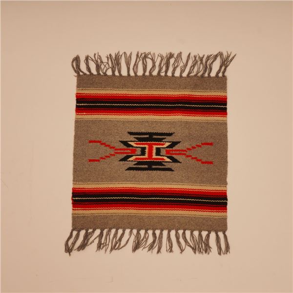 Small Handwoven Chimayo Wool Textile with Geometric Design