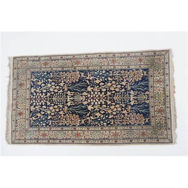 Persian Hand-Knotted Wool Rug with Tree of Life Design