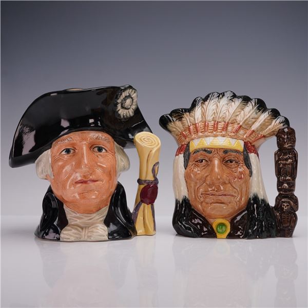 2pc Royal Doulton LG Character Jugs, Indian D6611 & Washington D6669