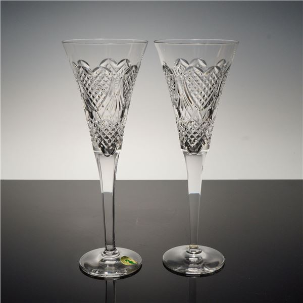 2pc Waterford Crystal  Champagne Flutes Wedding Heirloom