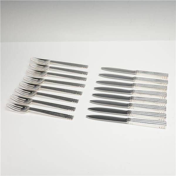 16pc Puiforcat Silver Plated Dinner Forks and Knives, Nantes