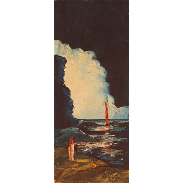 Homer Costello (American 1899-1977) Oil on Board, Coastal Scene, Signed