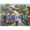 Image 1 : K. Anh (Vietnamese d. 2022) Oil on Canvas, Portobello Street Market, Signed