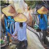 Image 3 : K. Anh (Vietnamese d. 2022) Oil on Canvas, Portobello Street Market, Signed