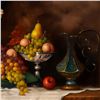 Image 4 : Oil on Canvas Painting, Still Life with Flowers and Fruits, Signed