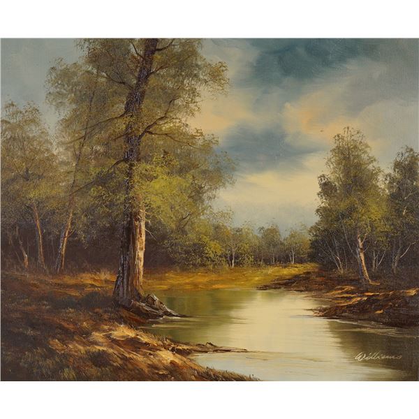 Williams, Oil on Canvas Painting, Forest Landscape, Signed