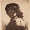 Image 1 : Rembrandt Etching, Self Portrait in a Cap and Scarf, Signed & Dated