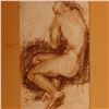 Image 1 : Mid-Century Charcoal Drawing on Paper, Seated Female Nude, Signed Zwobada
