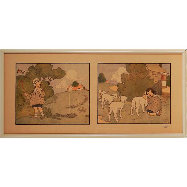 Mary Louise Spoor, 1917 Color Lithograph on Paper, Little Bo Peep