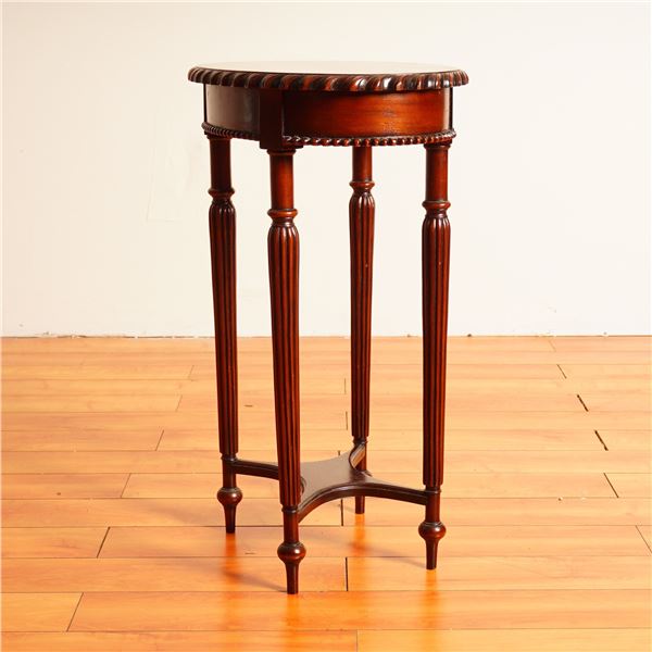Mahogany Demilune Accent Table with Fluted Legs